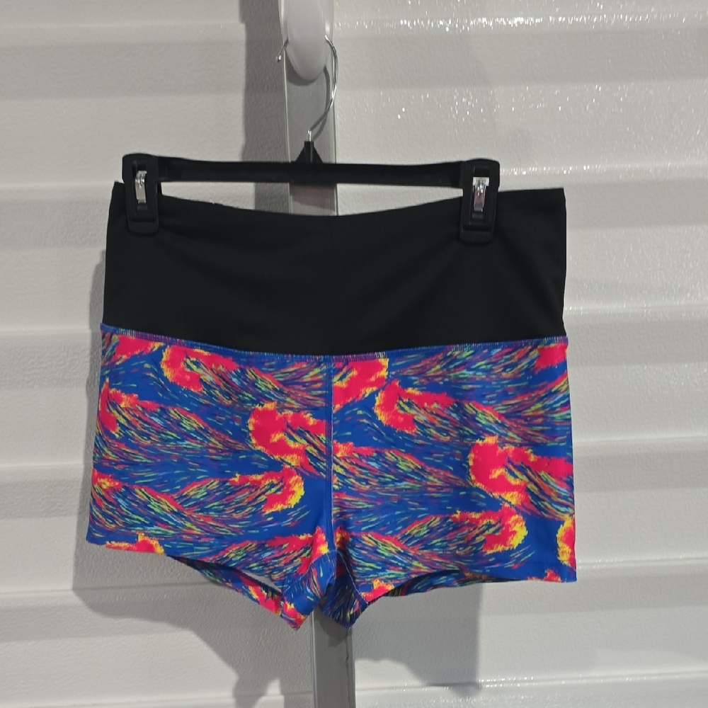 Loco‎ Skailz Black-Waistband Multicolor Printed Bike Shorts Size Large